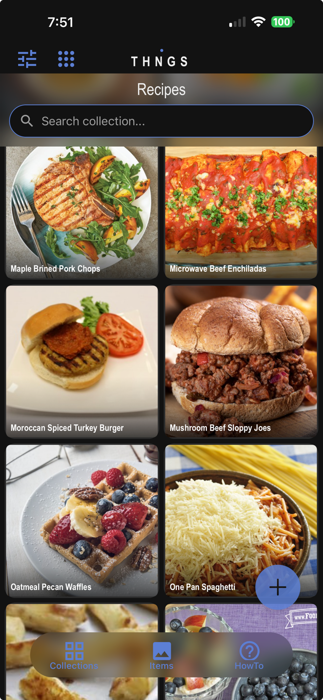 Recipe search results screen